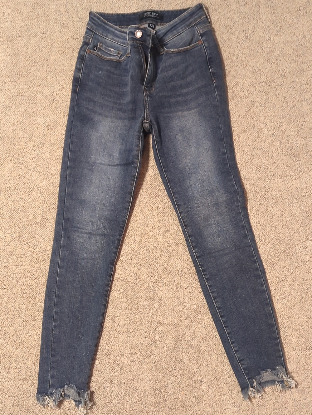 Judy Blue High-Rise Skinny Jeans with Frayed Hem Light Distress 1/25